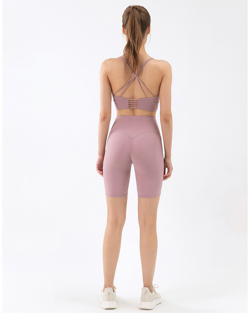 V Shaped Yoga Set Clothes tummy control Breathable 2 Piece Shorts And Crop Top