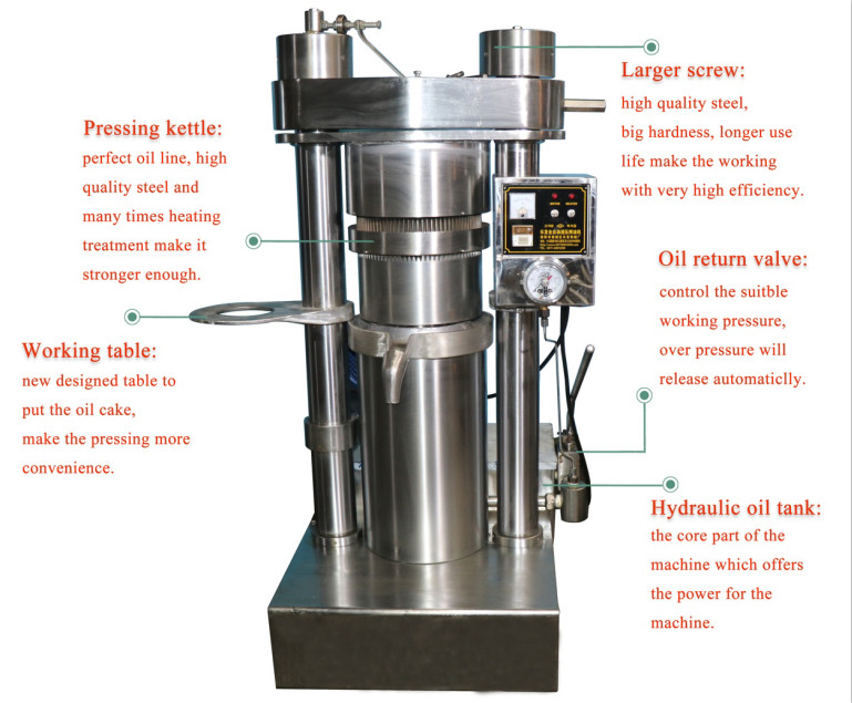 Stable Hydraulic Oil Press Machine 4.8 Kw Power Walnut Oil Press Machine