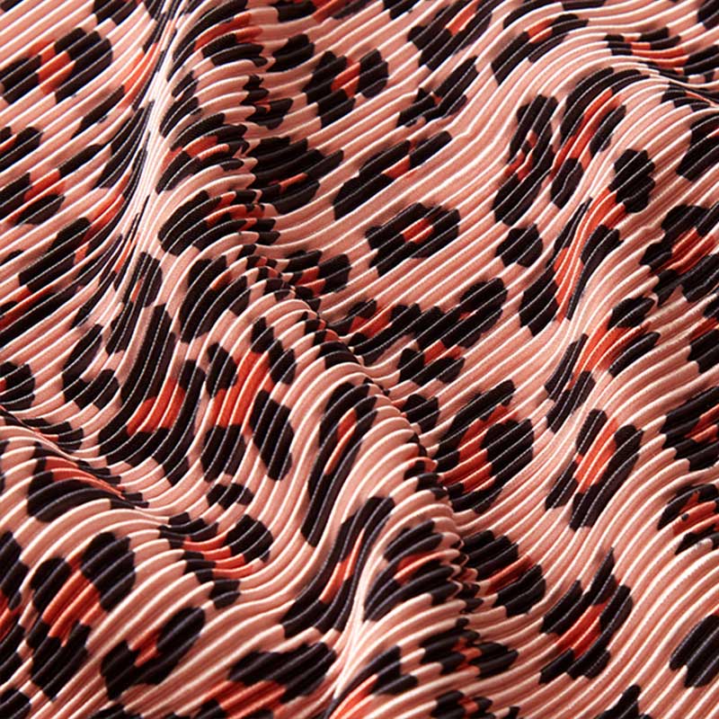 Leopard Pleated Printed Woven Fabrics 150cm