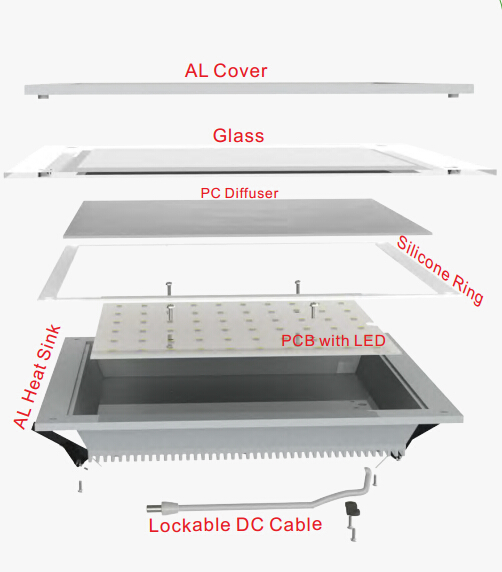 square SMD 3014 100*100mm glass downlight with CE, CB, GS, SAA certificate