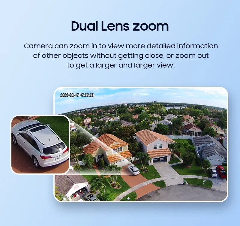 6MP PIR Solar Security Camera 4G Human Detection WiFi 12X Zoom Camera