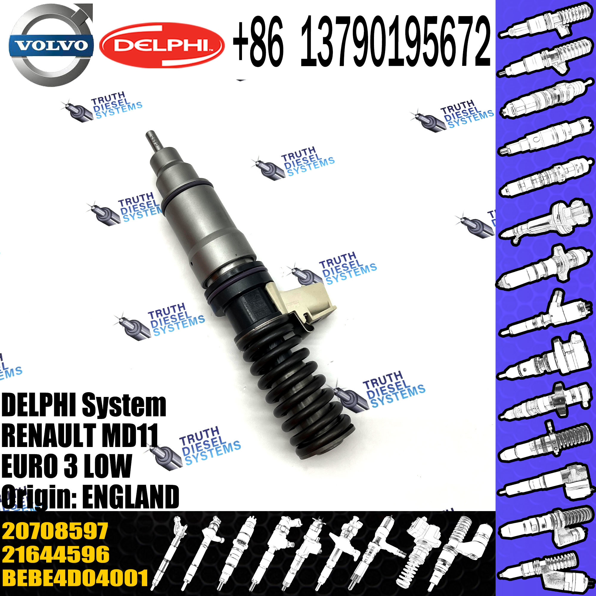 Diesel Unit Injector BEBE4D04001 7420708597 20708597 3801551 3801432 21644596 For VOL Truck
