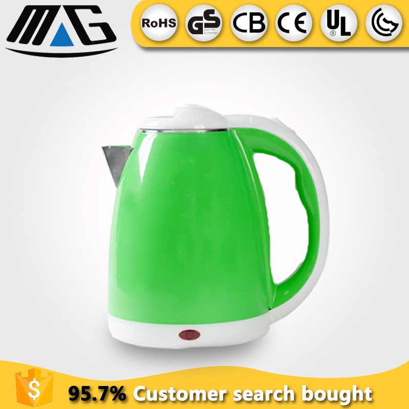 Double Wall Automatic Shut-off Green Cordless Plastic Electric Kettle