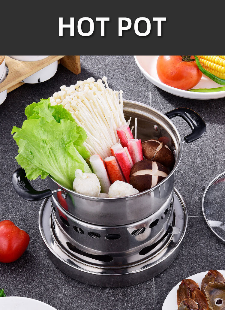 Hot Selling Household Stainless Steel Ramen Soup Pot Portable Cooking Pot Spirit Cooker Alcohol Stove Small Hot Pot
