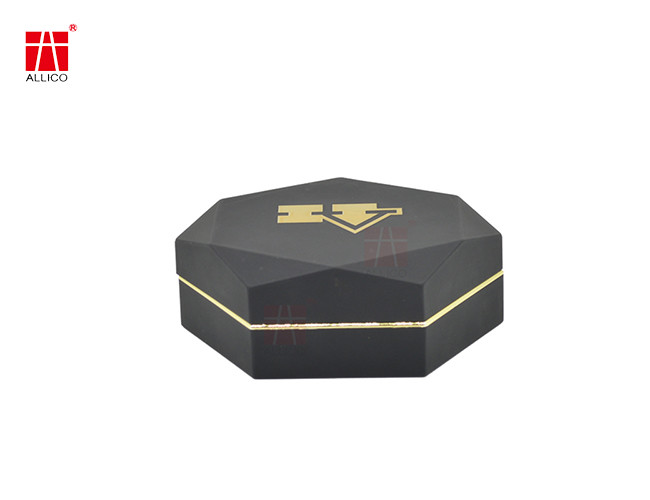 Gold Stamping Wedding Ring Presentation Box , 88g Hexagon Cardboard Box