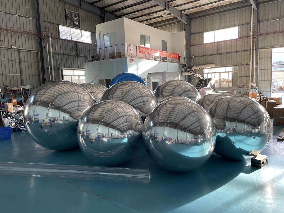 hot selling customize logo size silver golden inflatable reflective pvc mirror ball