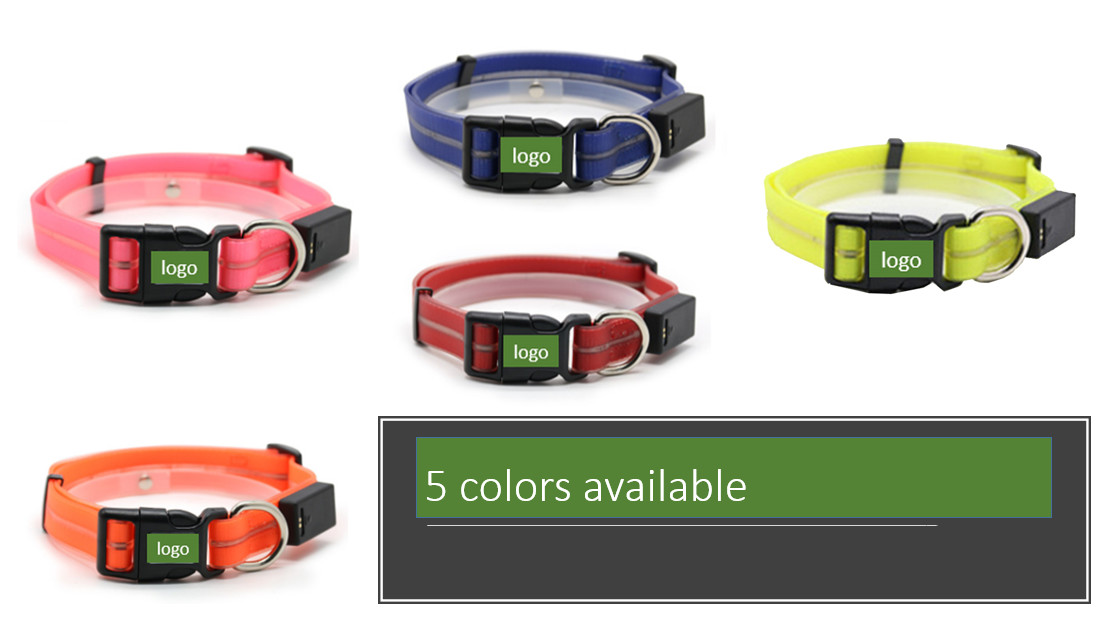 Glow Light Led Dog Collar USB Rechargeable 37-63cm Adjustable Dog Collar For Puppy