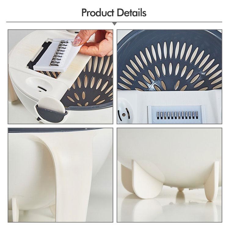 Multi Blades Plastic Vegetable Manual Slicer With Fruit Peeler White