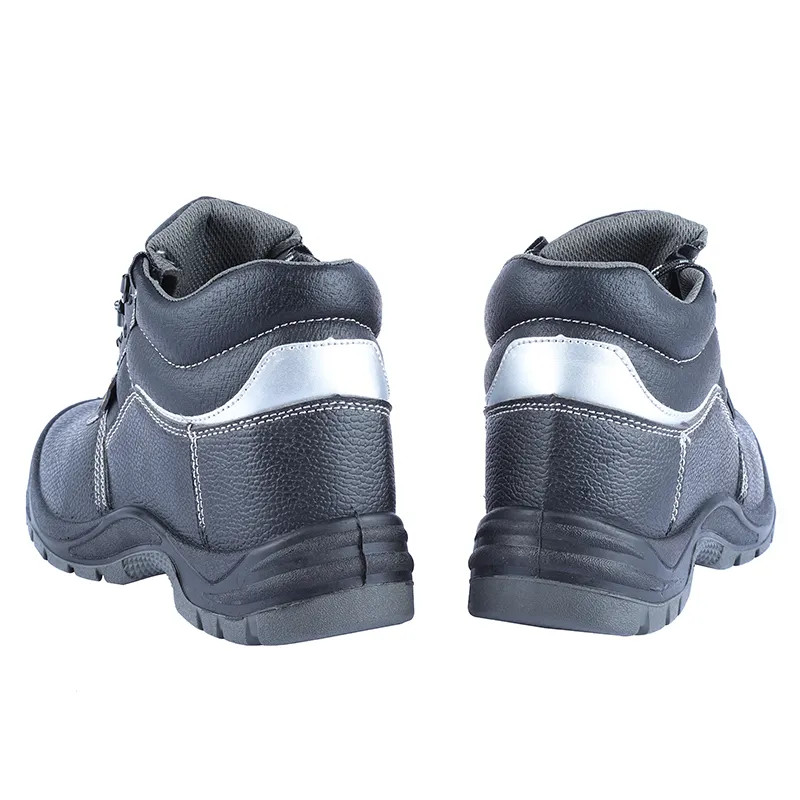 Black Security Work Boots Mid Cut Genuine Leather Synthetic Shoes For Men