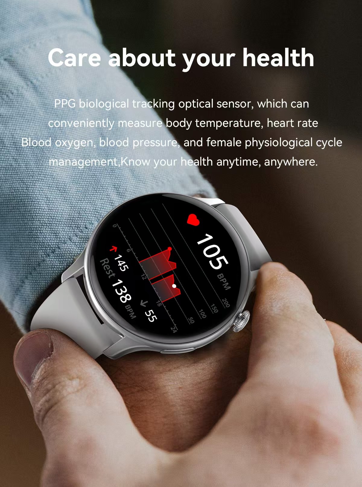 HK85 Smart Watch 1.43 Inch Screen BT Calling Smart Watch Blood Pressure Heart Rate Monitor