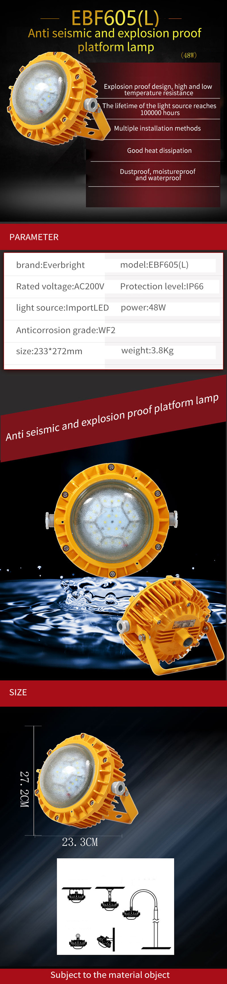 Energy Saving IP65 LED Explosion Proof Lighting For Power Plant