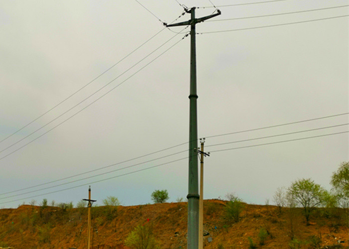 ASTM A36 Pylon Monopole Transmission Tower , Flange Connection Steel Monopole Tower
