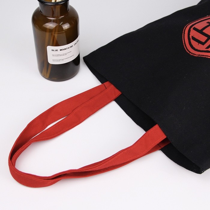 Personalized Red With Black Printed Reusable Shopping Bags Travel Packing Waxed Canvas Bags