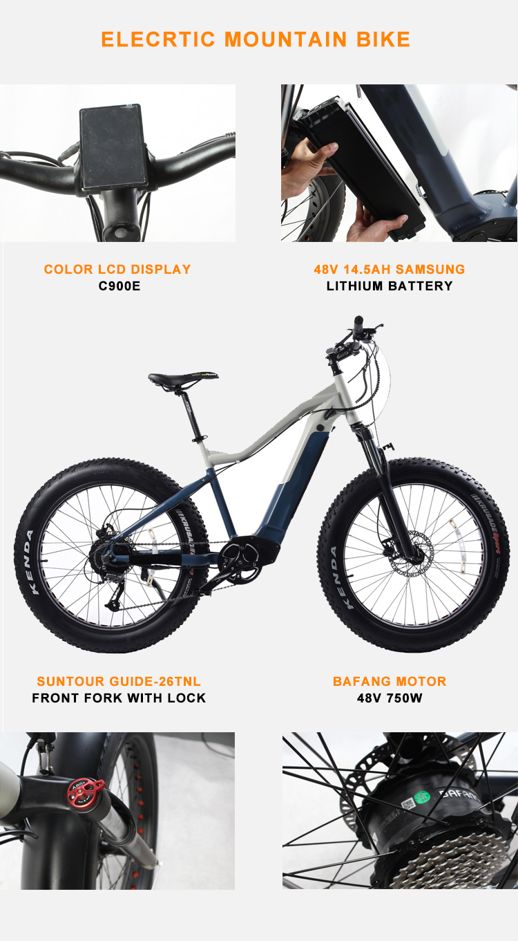 Disc Brake 26 Inch Electric Fat Tire Bike With 48V 14.5AH Lithium Battery