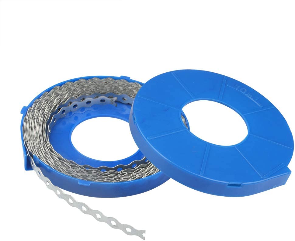 Builders All Round Band 10 Meter Roll of Galvanised Steel Strap with Perforated Holes