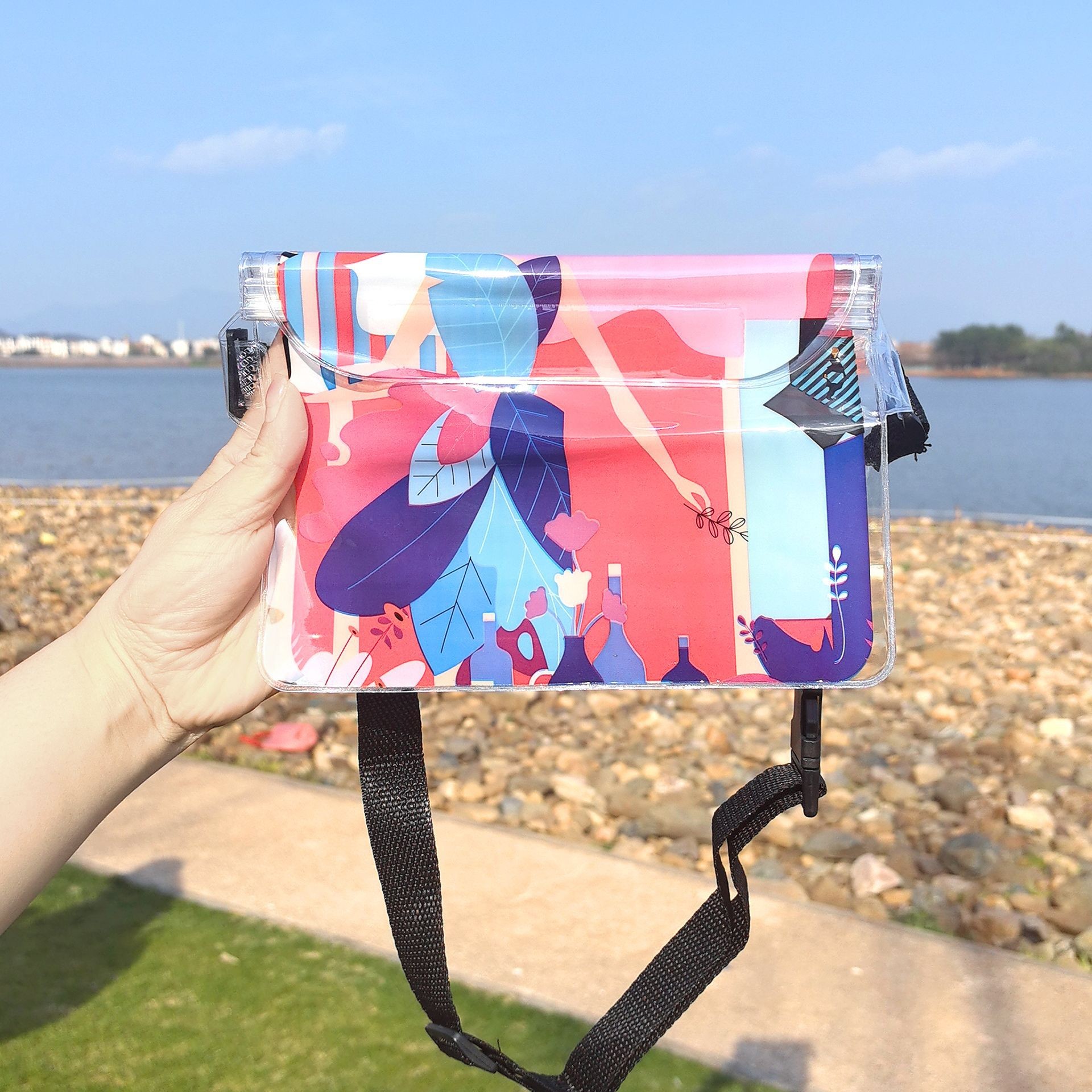 3 LAYER SEALED LARGE MOBILE PHONE WATERPROOF BAG OBLIQUE STRADDLE SWIMMING WATERPROOF FANNY PACK PVC RAFTING OUTDOOR SEA