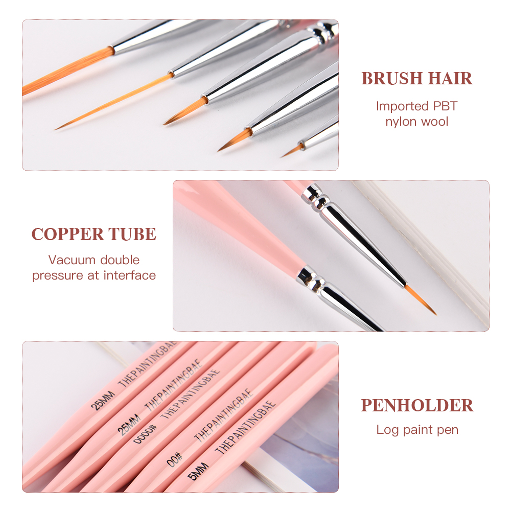 13.5cm Nail Art Drawing Pen Strip Liner Art Detailing Brush Acrylic Handle
