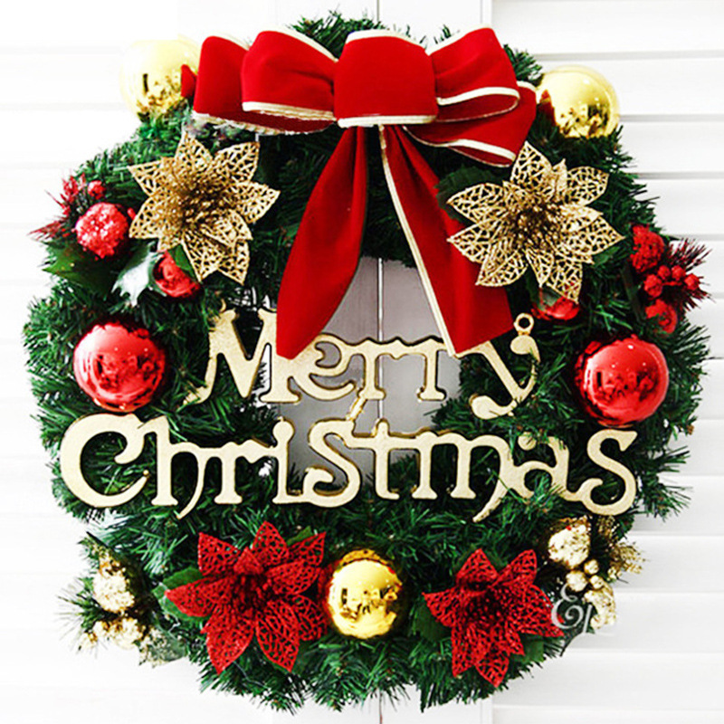 Christmas Wreath 30cm Front Door Wreath Decoration Door Hanging Green Wreath
