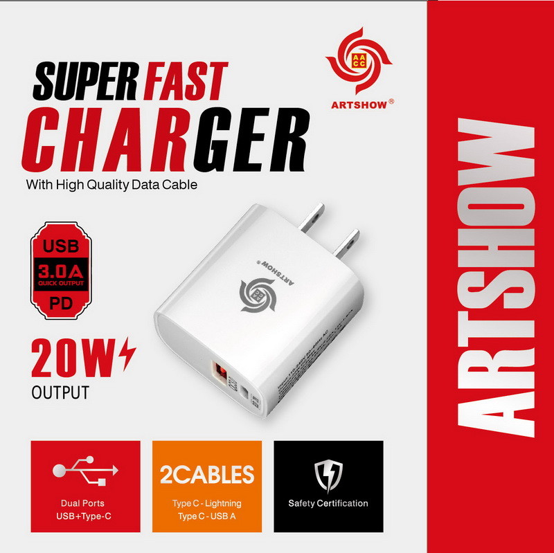 QC3.0 Super Rapid Cell Phone Charger Adapter Dual Ports PD 20w