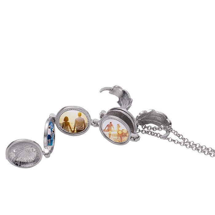 Multi-Layer Sublimation Photo Box Necklace With Angel Wings DIY Memory Album Box For Sublimation Printing