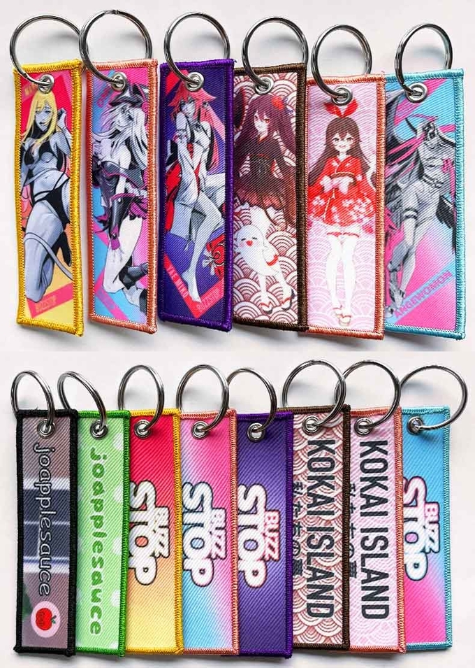 Brand Logo​ Embroidered Key Chain Merrowed Woven Yarn Material