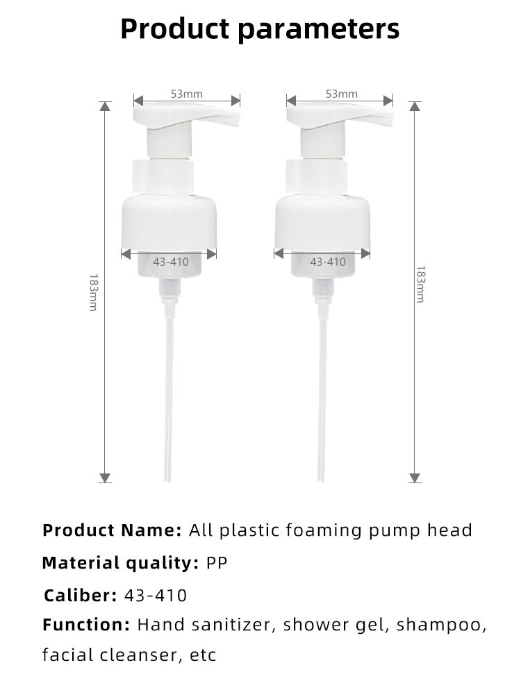 43mm Neck Size Foaming Dispenser Pump White Color All Plastic Without Metal