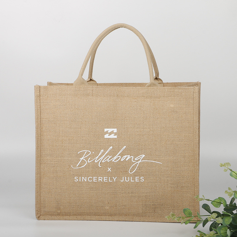 Silk Screen Jute Tote Bag