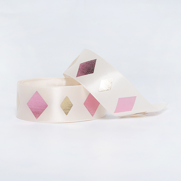 Thermal Printing Decorative Satin Ribbon Champagne Color Single / Double Face