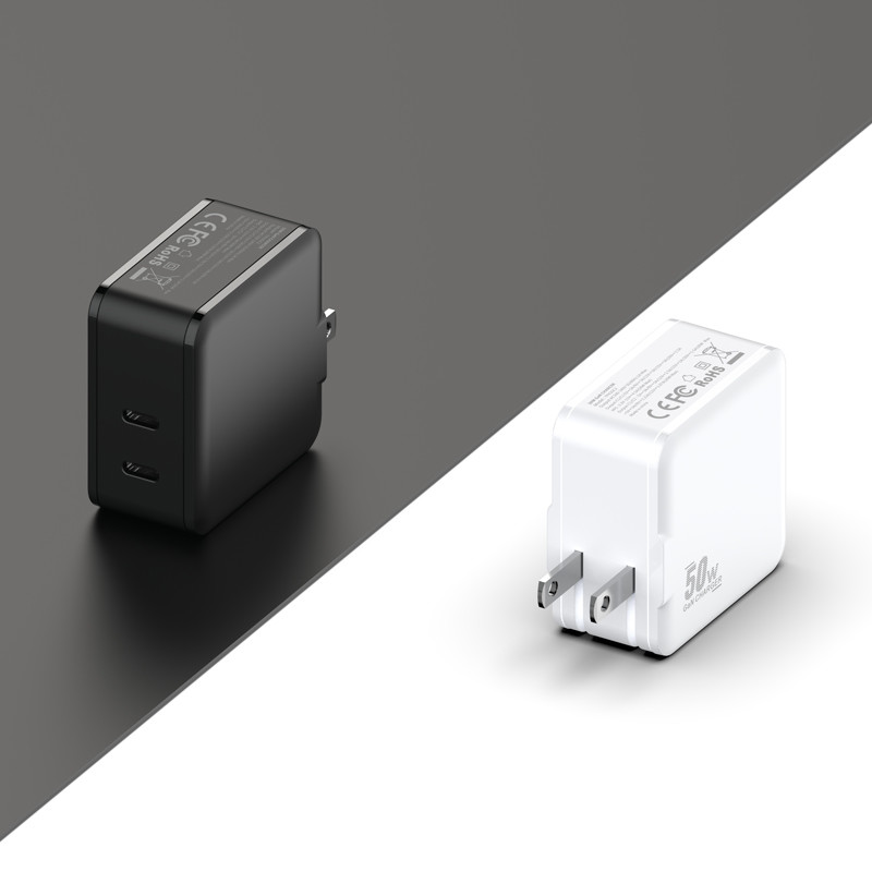 White Black Foldable GaN USB Charger QC3.0 PD Charger Wall Using