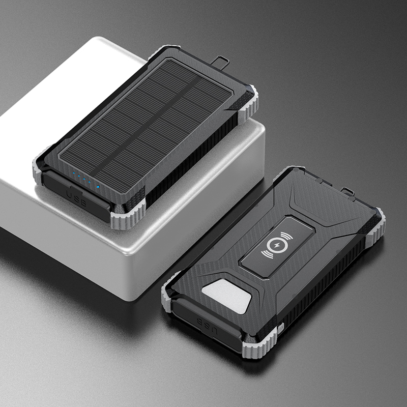 Wireless Output 5W Solar Power Bank 2.1A Output 10000mAh for iPhone 15 Outdoor Charging