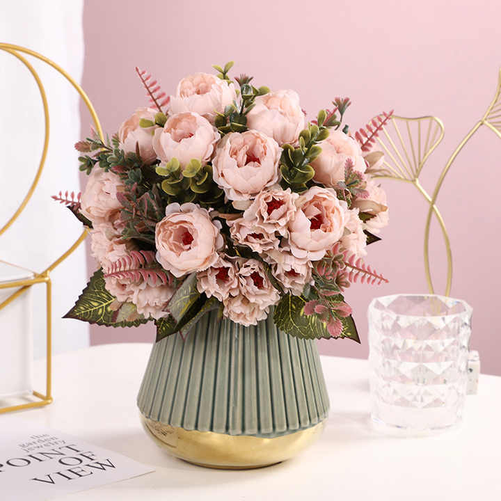 Wholesale High Quality Natural-like Peony  Clove Artificial Flower bunch Wedding Simulated Rose Flowers Plants for Decoration