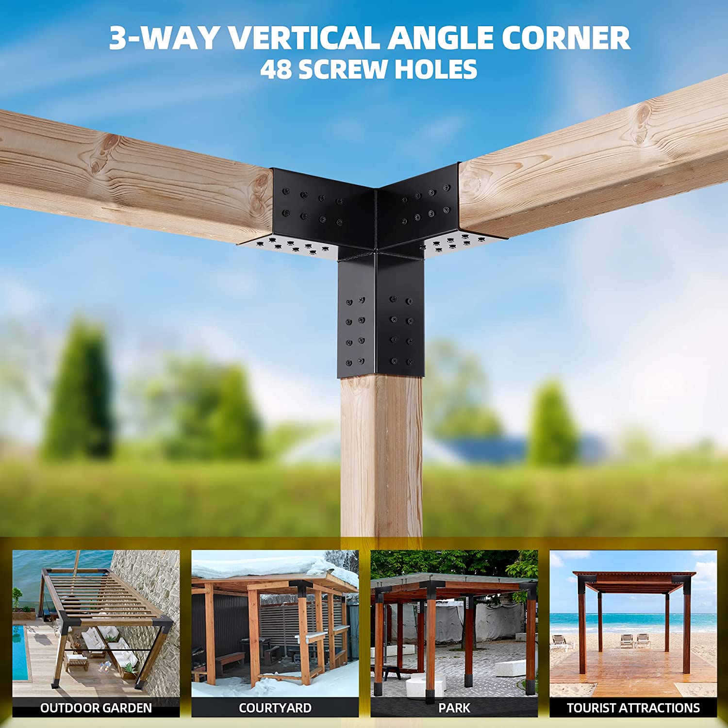 Q235B 2mm Thickness Outdoor DIY Project 4x4 6x6 Modular Cross Pergola Post Base Kits