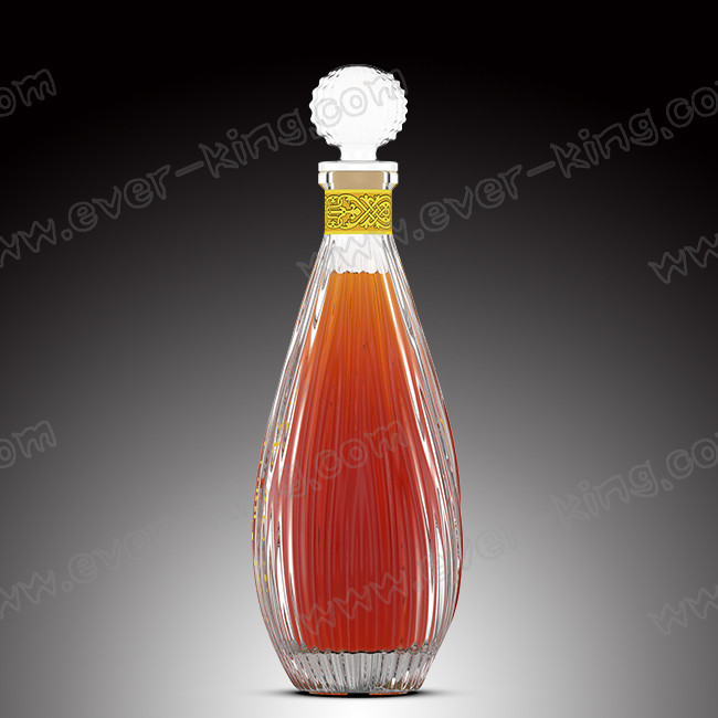 Round Cork Wine Empty Whiskey Glass Bottle High Capacity Transparent Simple
