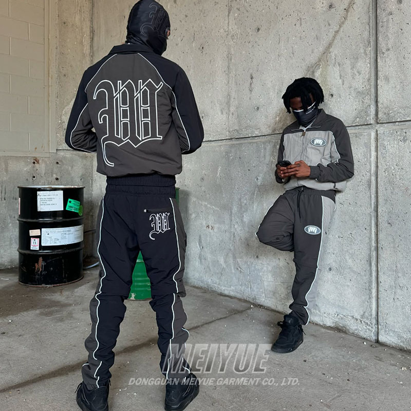 Custom Made Windbreaker Tracksuit Nylon Sweat Suits Jacket And Sweatpants Set Breathable