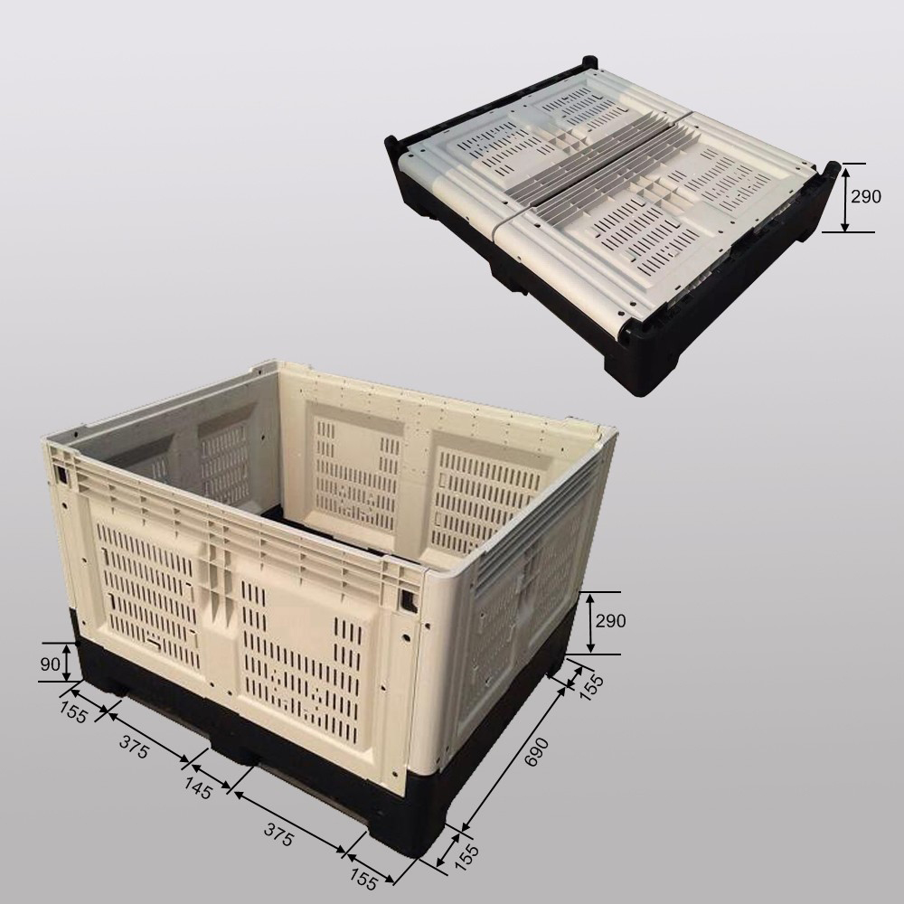 Best selling 1200*1000*810mm food grade plastic pallet collapsible box for fruits and vegetables