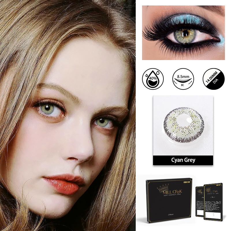 ISO13485 14.2mm Non Prescription Mint Gray Contact Lens For Costume Cosplay