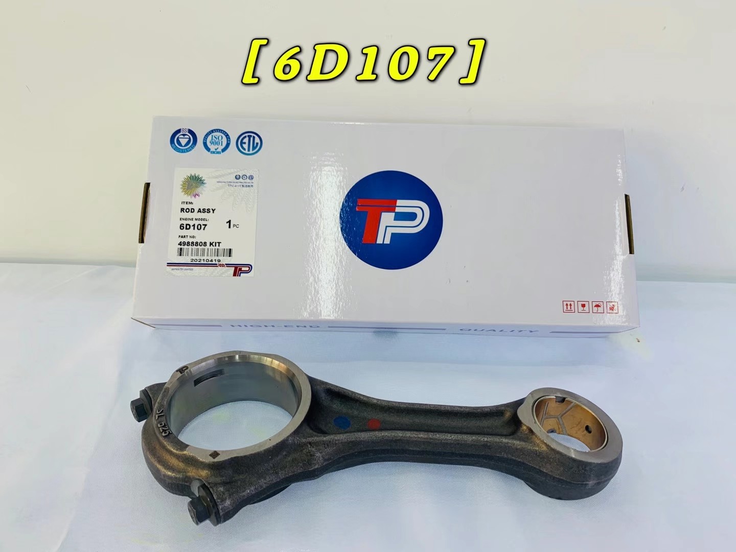 Black Komatsu Engine Parts Connecting Rod Piston 6D107 S6D110 4988808