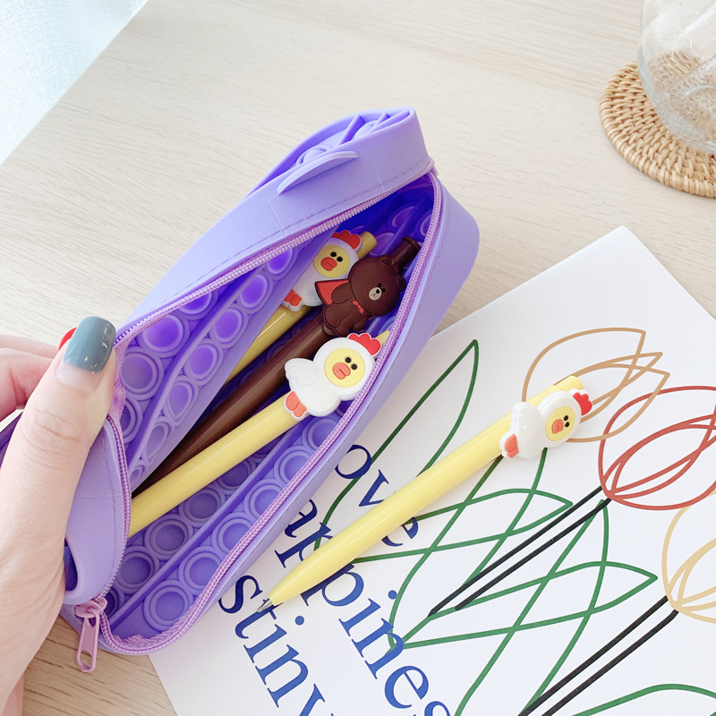 OEM/ODM Cute Cat Zipper Pencil Case 19*7*4.5cm Popper Toy Pencil Box with Bubble Design