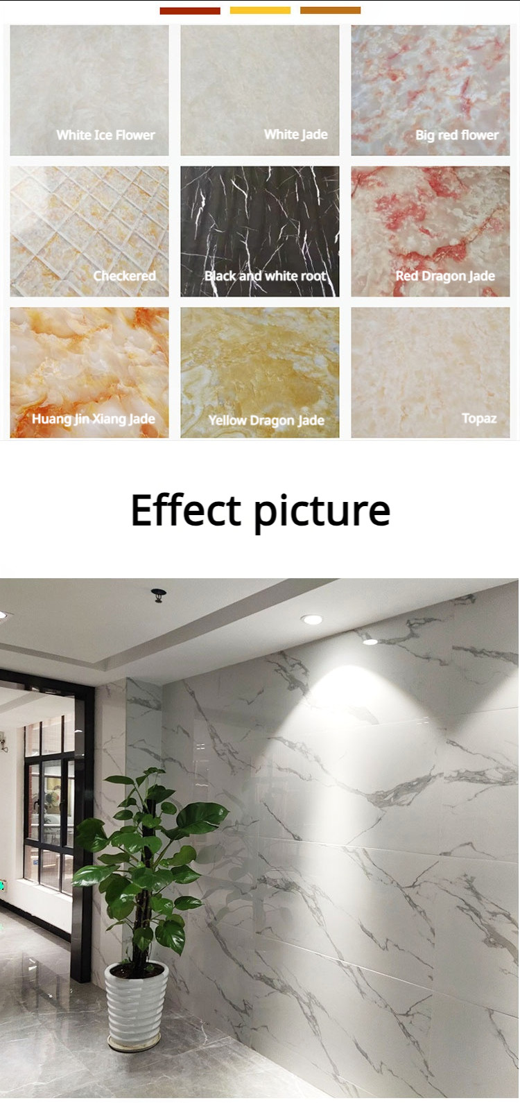 1220*2440 Laminated 3d Uv Marble Sheet 3mm Thickness For Wall Decor