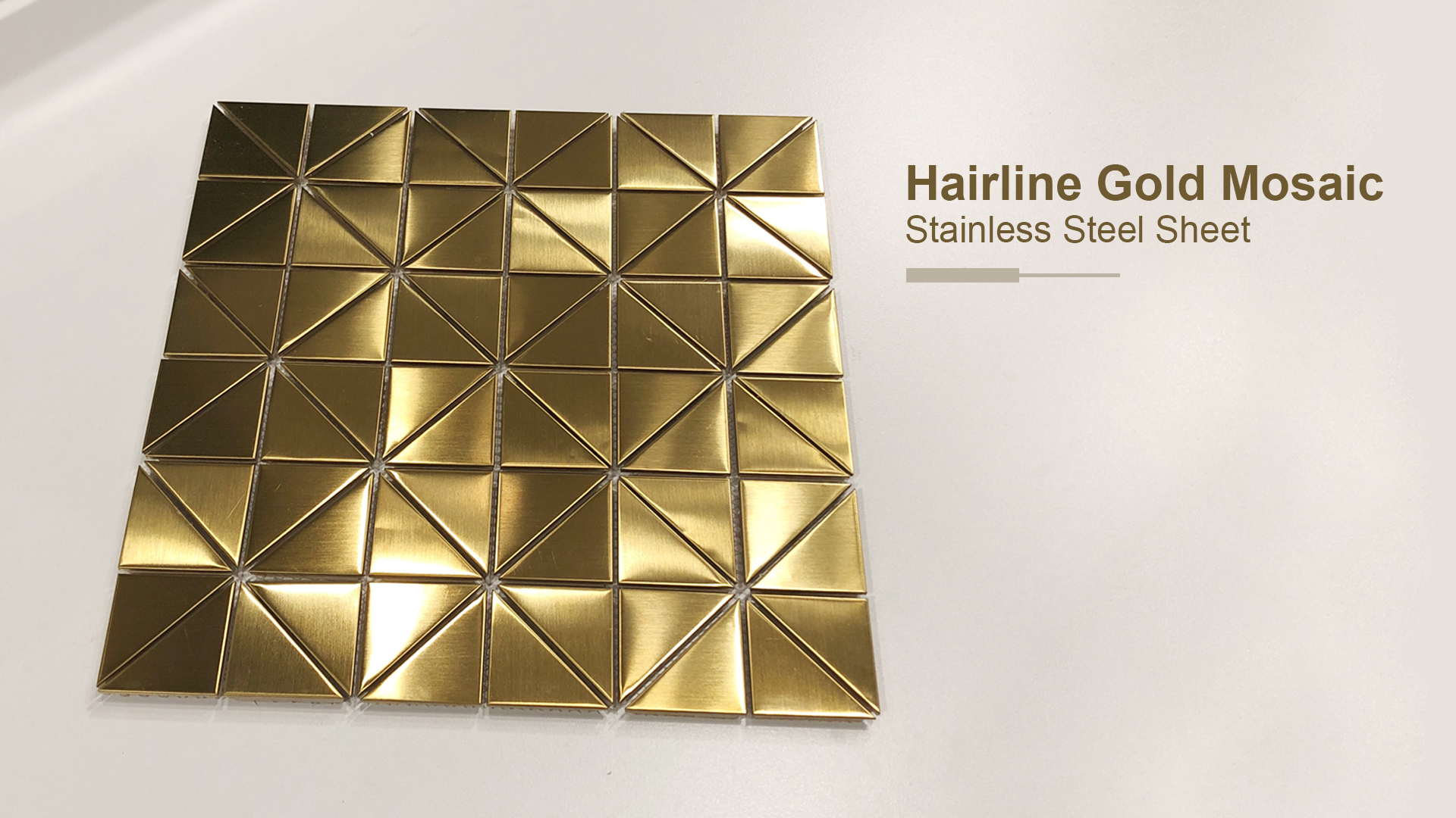 Wall Panel Decor Hairline Finish PVD Gold Stainless Steel Mosaic Tile