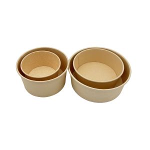 Heat Proof 500ml Disposable Kraft Paper Bowls And Lids Lightweight