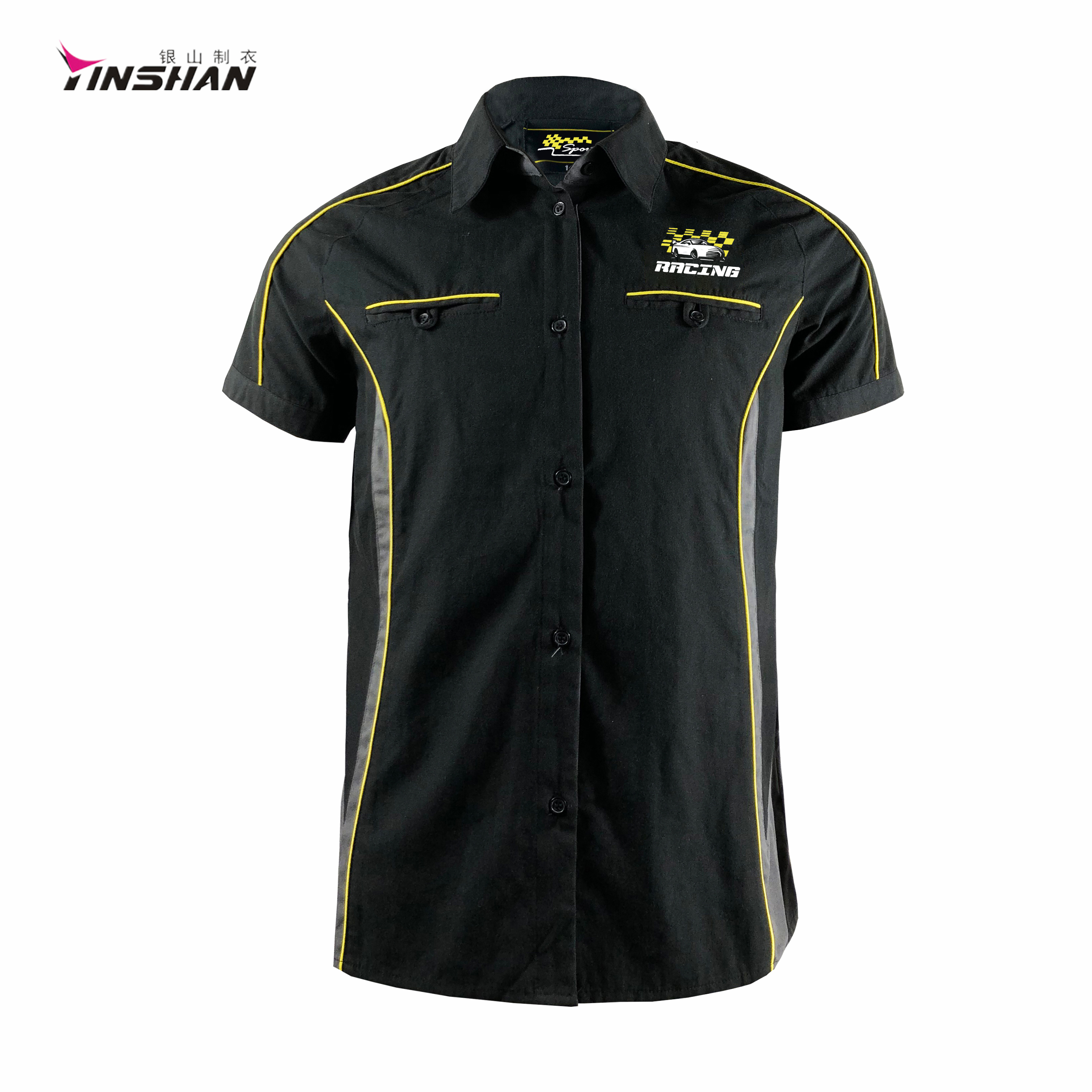 Custom Team Name Black Polyester Printed Men's Racing T-shirt for Personalized Logo