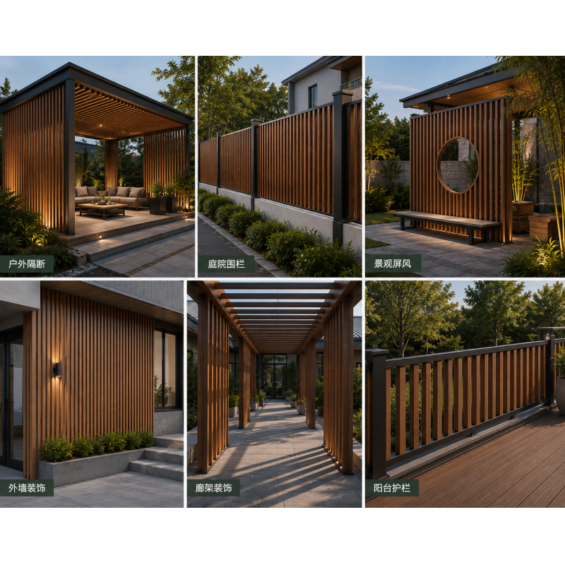 50*100mm WPC Wall Panel Outdoor Square Timber Tube Hollow Waterproof Partition Cladding