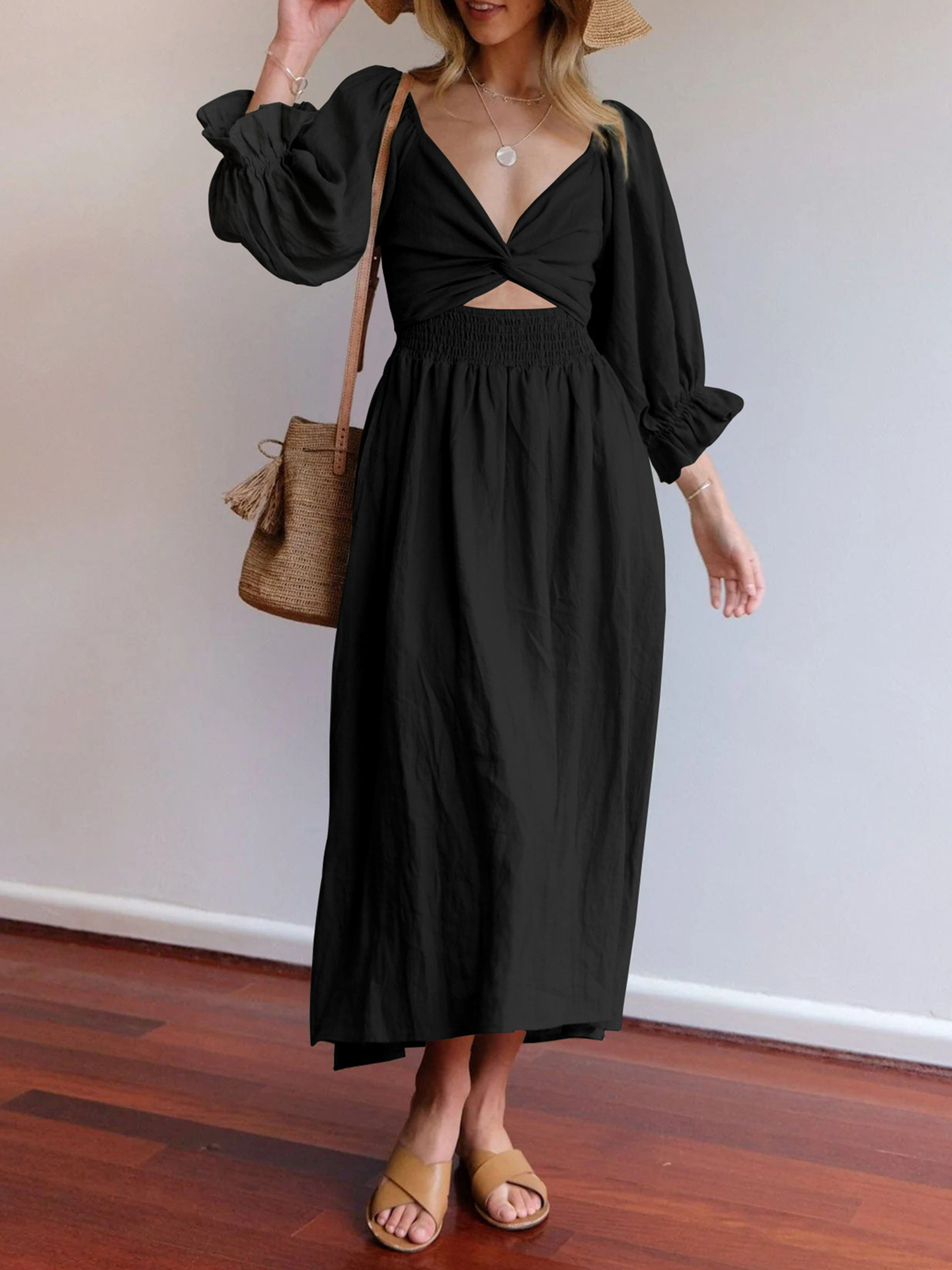 Short Sleeve V-Neck Dresses For Ladies Casual Dresses Knee-Length