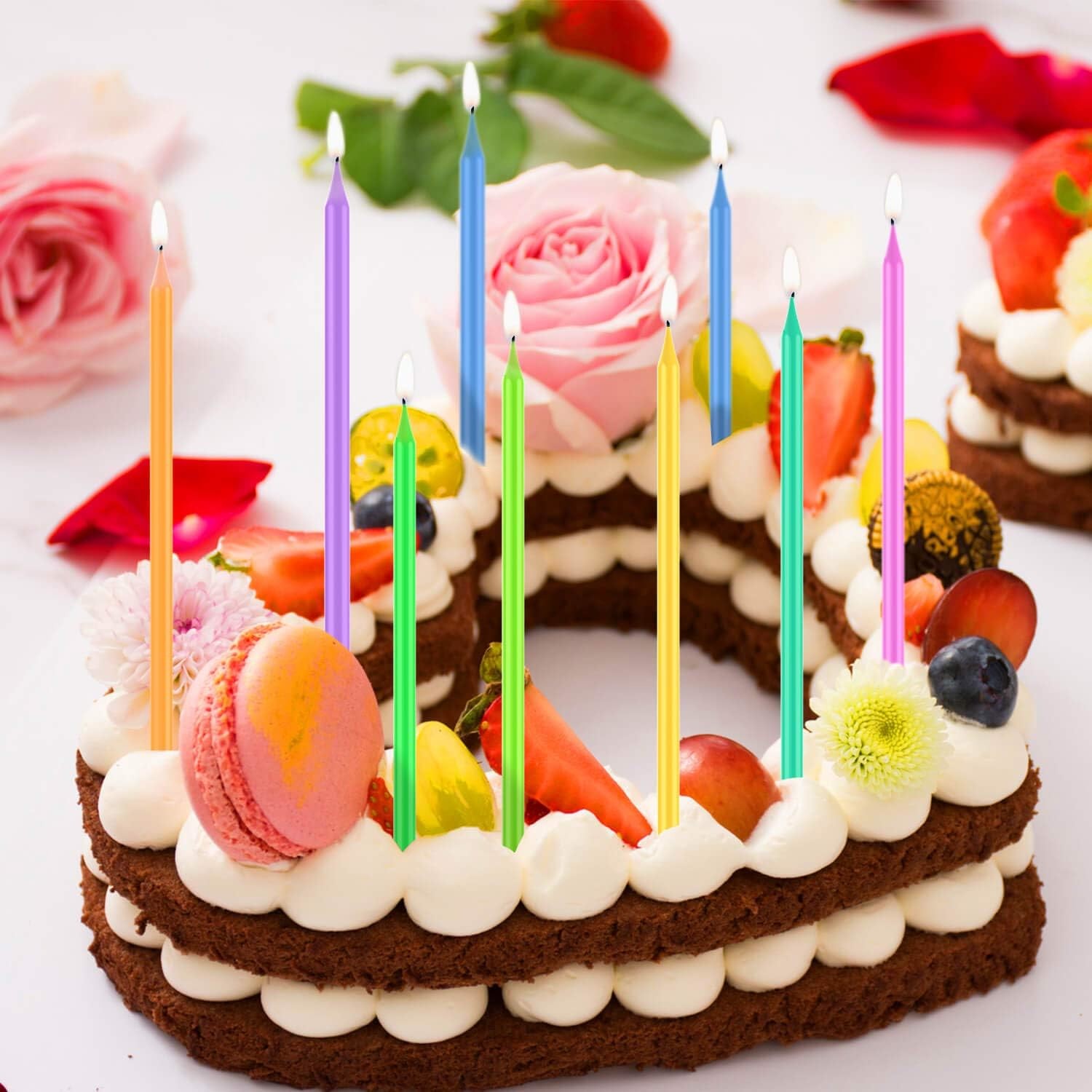 Greetings Birthday Candles, Multicolored Long Thin & Happy Birthday Text On Toothpicks (25-Count)