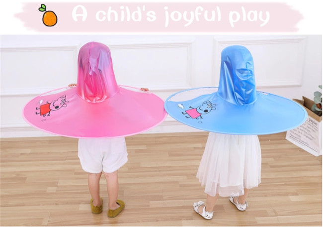 Transparent Childrens Waterproof Raincoats Peppa Pig Shape Kids Umbrella Cap