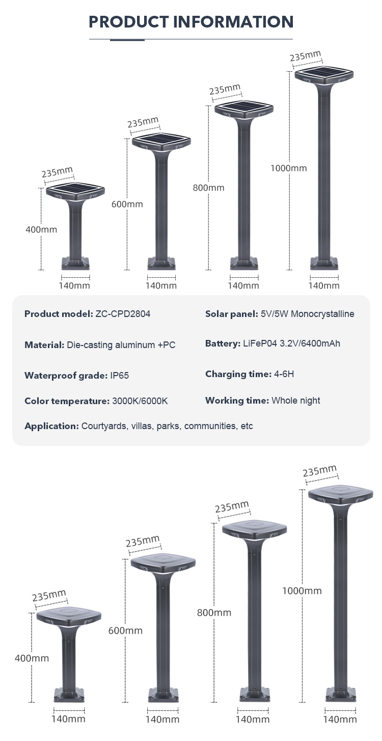 CE Certified Square Landscape LED Solar Pathway Lights IP65 For Villas Decorative