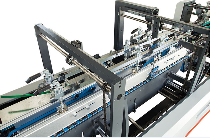 PLC 28KW Carton Folding And Gluing Machine With Multi Groove Belt