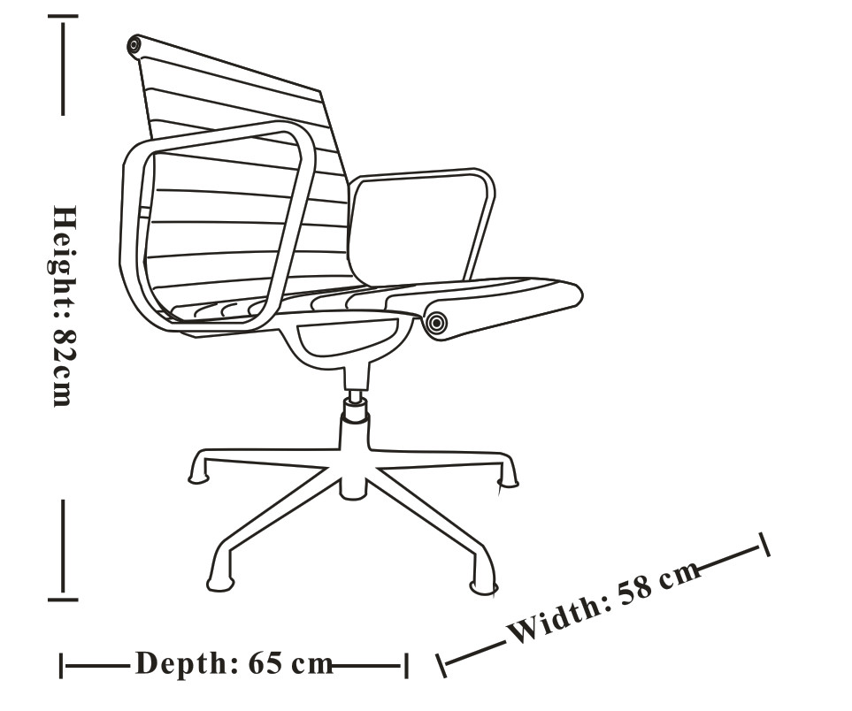 Aluminum Group Modern Office Chair No Wheels Low Back Real Leather Material