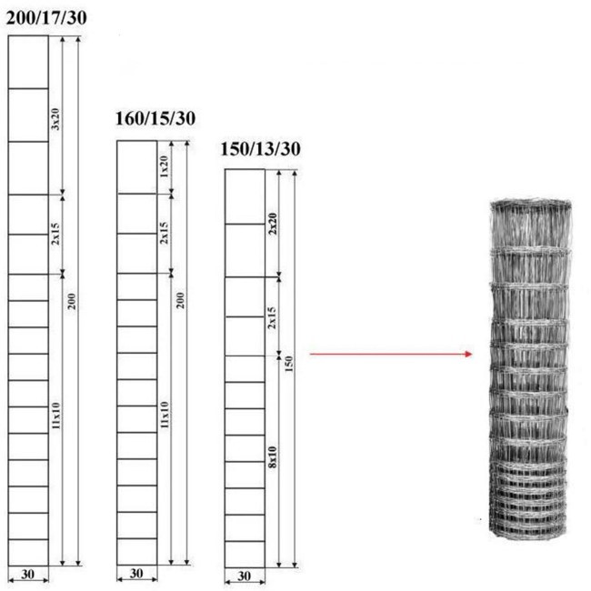 100g/M2 Zinc Coated Hinge Joint Fence , 1m High Galvanized Cattle Fence